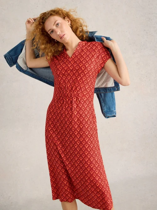 Robe Ellie en jersey de lin - Red Mlt - 52/R Image 1
