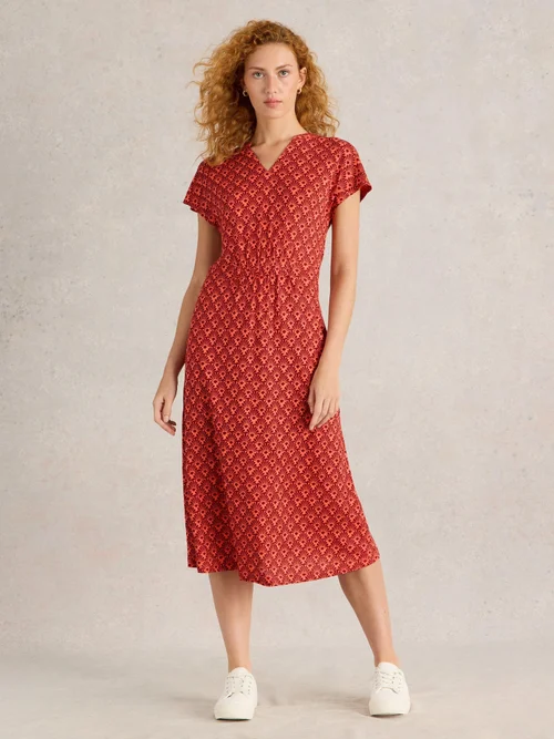 Robe Ellie en jersey de lin - Red Mlt - 52/R Image 2