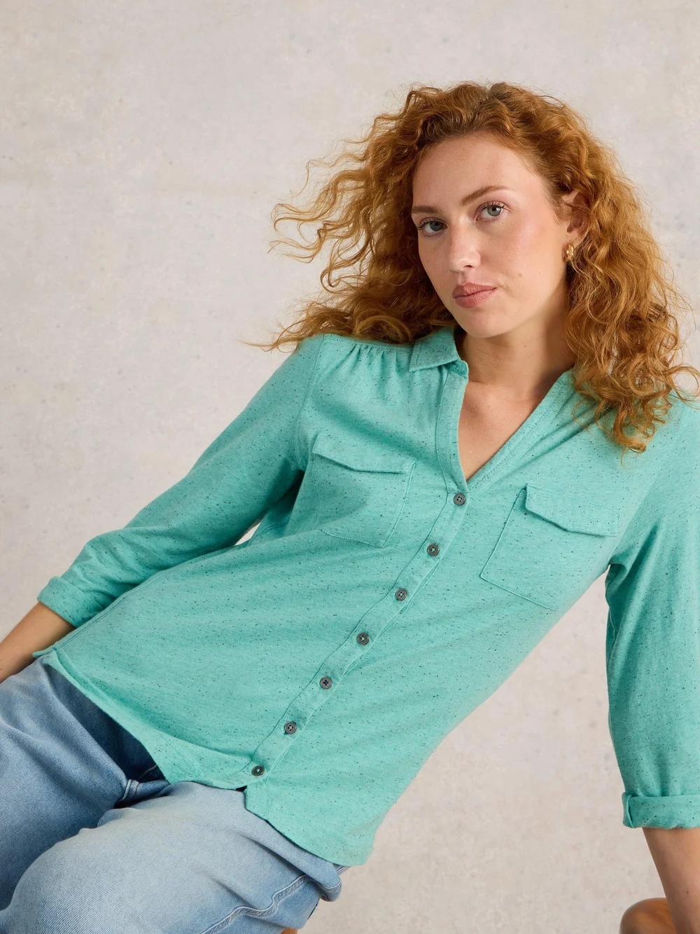 CHEMISE EN JERSEY À POCHES ANNIE - Brt Blue - 52 Image 1