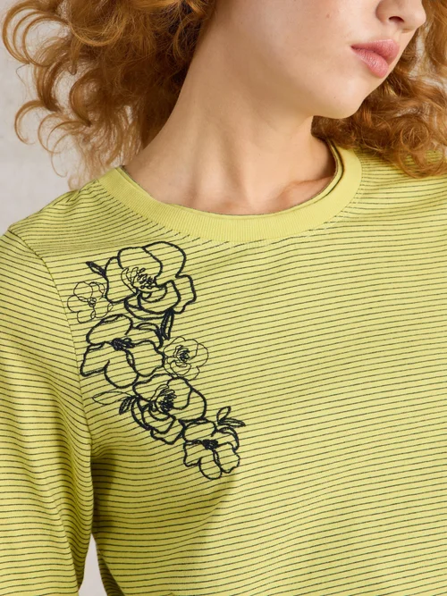 T-SHIRT CLARA LS BRODÉ - Yellow Mlt - 50 Image 3