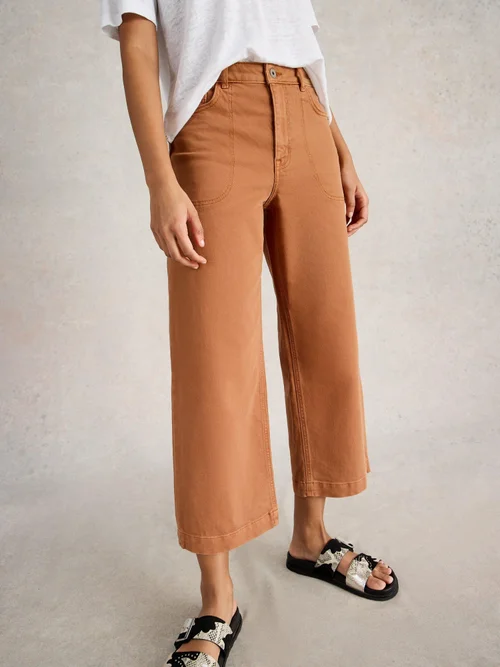 7/8-Jeans Tia mit weitem Bein - Dark Tan - 46/R Image 1