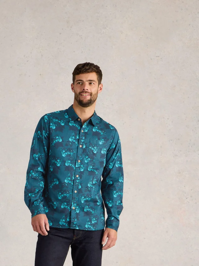 Chemise imprimée fleurs foncées