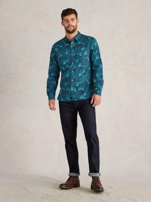 Chemise imprimée fleurs foncées