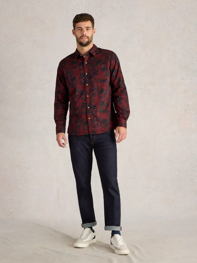 Chemise imprimée fleurs foncées