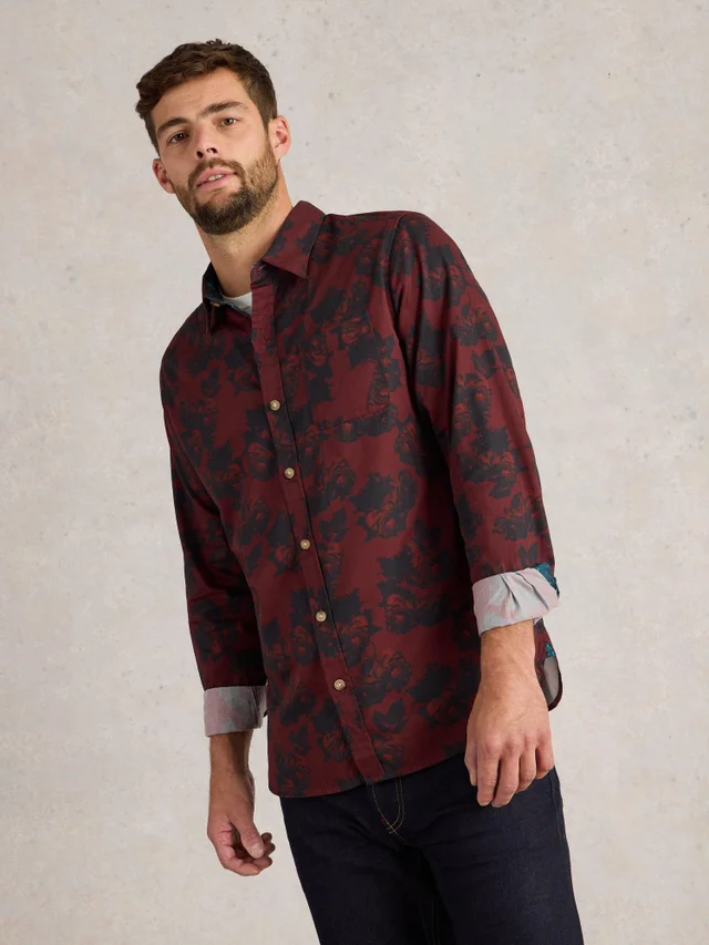 Chemise imprimée fleurs foncées