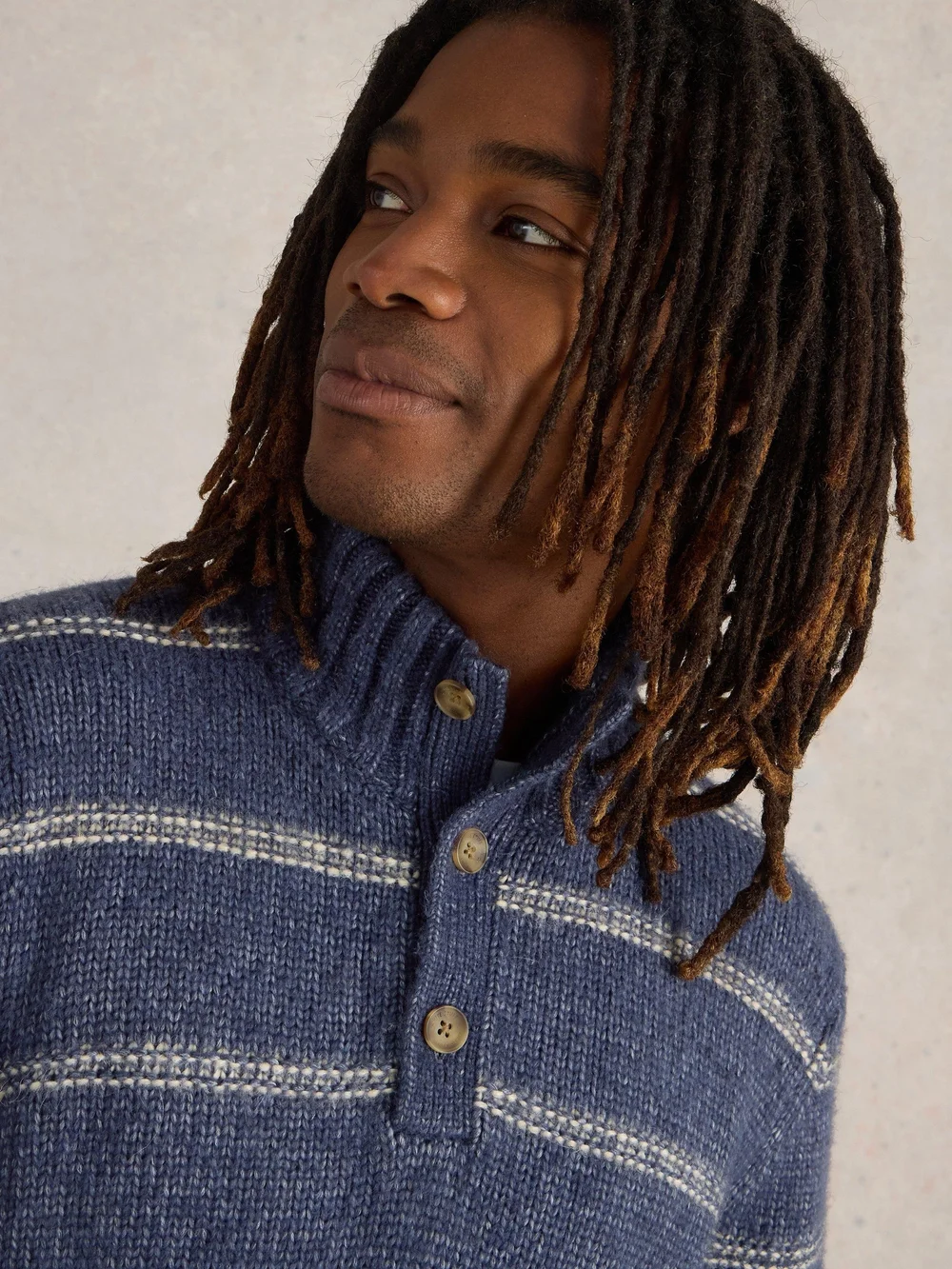 Col boutonné à rayures bretonnes - Navy Multi - M Image 1