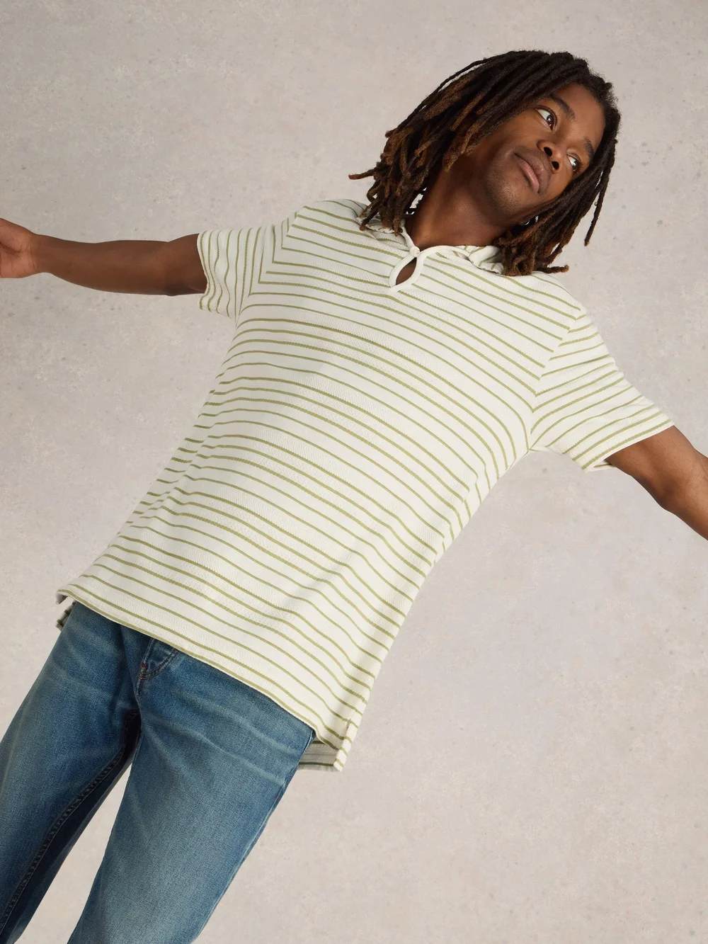 Polo à rayures jacquard - White Mlt - XXXL Image 1