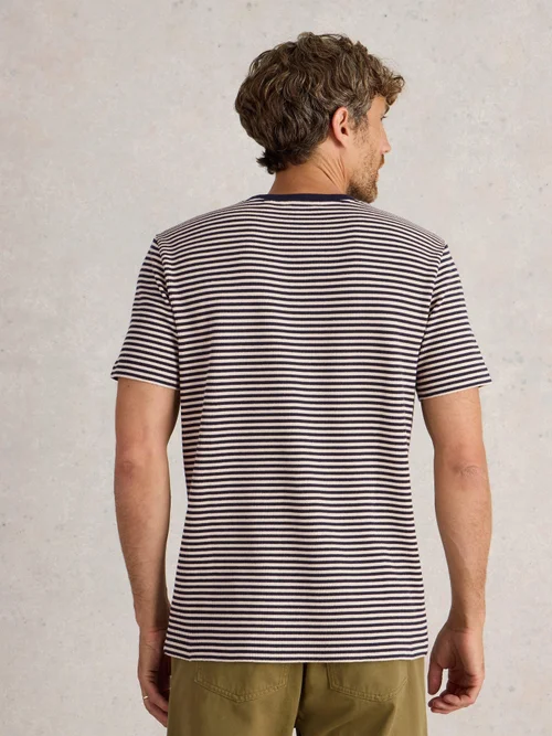 T-shirt rayé côtelé - Navy Multi - XXL Image 4