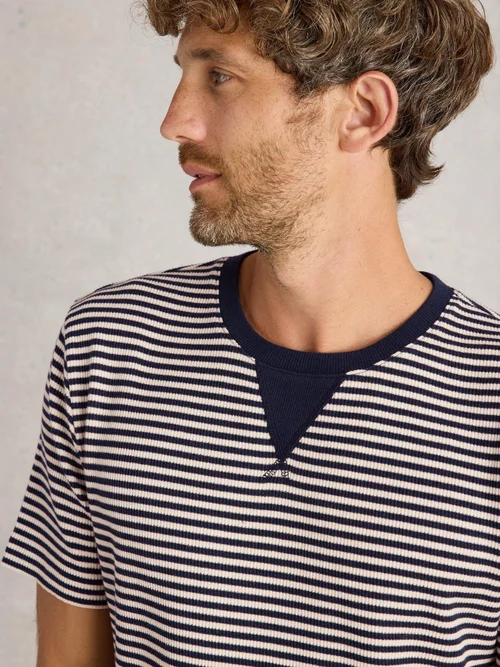 T-shirt rayé côtelé - Navy Multi - XXL Image 3