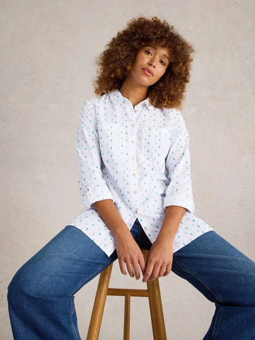Chemise longue en coton Sophie - Ivory Mlt - 52/R Image 1