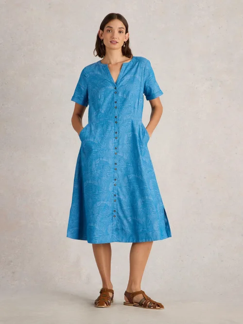 Robe Iris en coton jacquard - Chamb Blue - 44/R Image 2