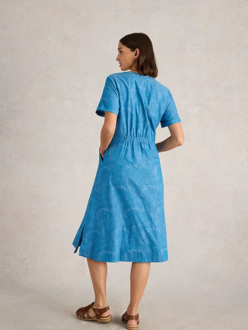 Robe Iris en coton jacquard - Chamb Blue - 44/R Image 4