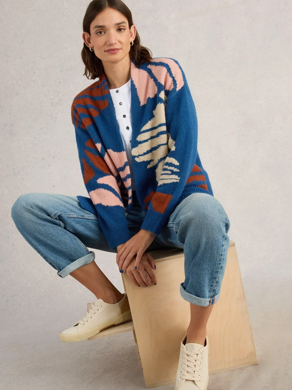 CARDIGAN LONG LOUISA - Blue Mlt - XL Image 1