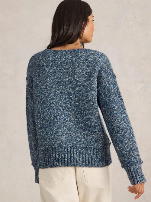 PULL TAMMY TEXTURÉ COL EN V - Dark Navy - 52 Image 4