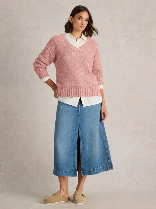 PULL TAMMY TEXTURÉ COL EN V - Lgt Pink - 52 Image 2