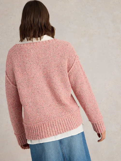 PULL TAMMY TEXTURÉ COL EN V - Lgt Pink - 52 Image 4