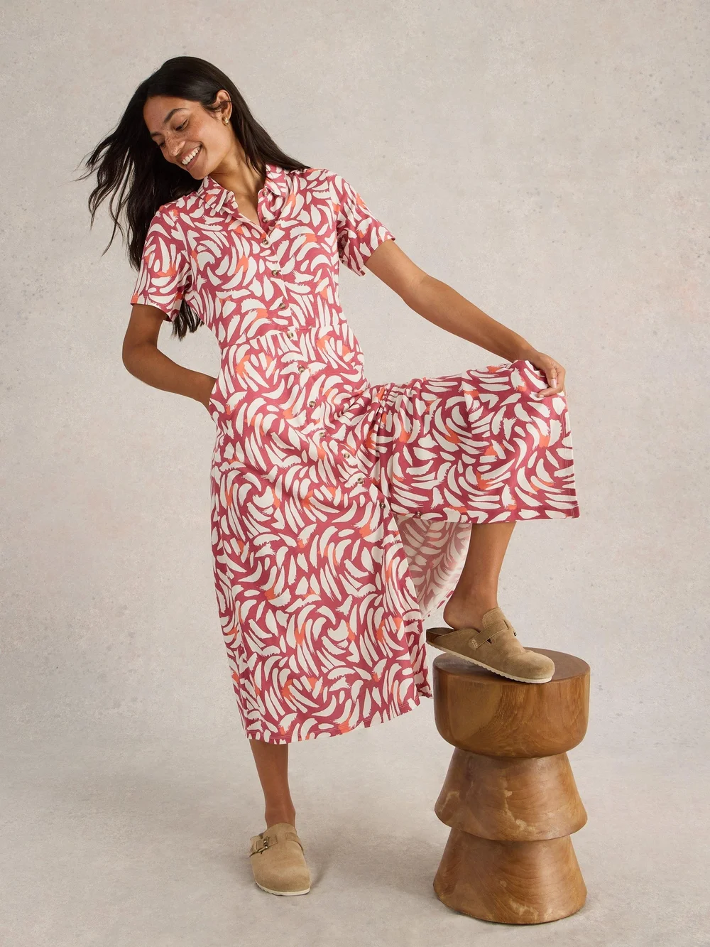 Robe Chemise En Jersey Rua - Pink Mlt - 50/R Image 1