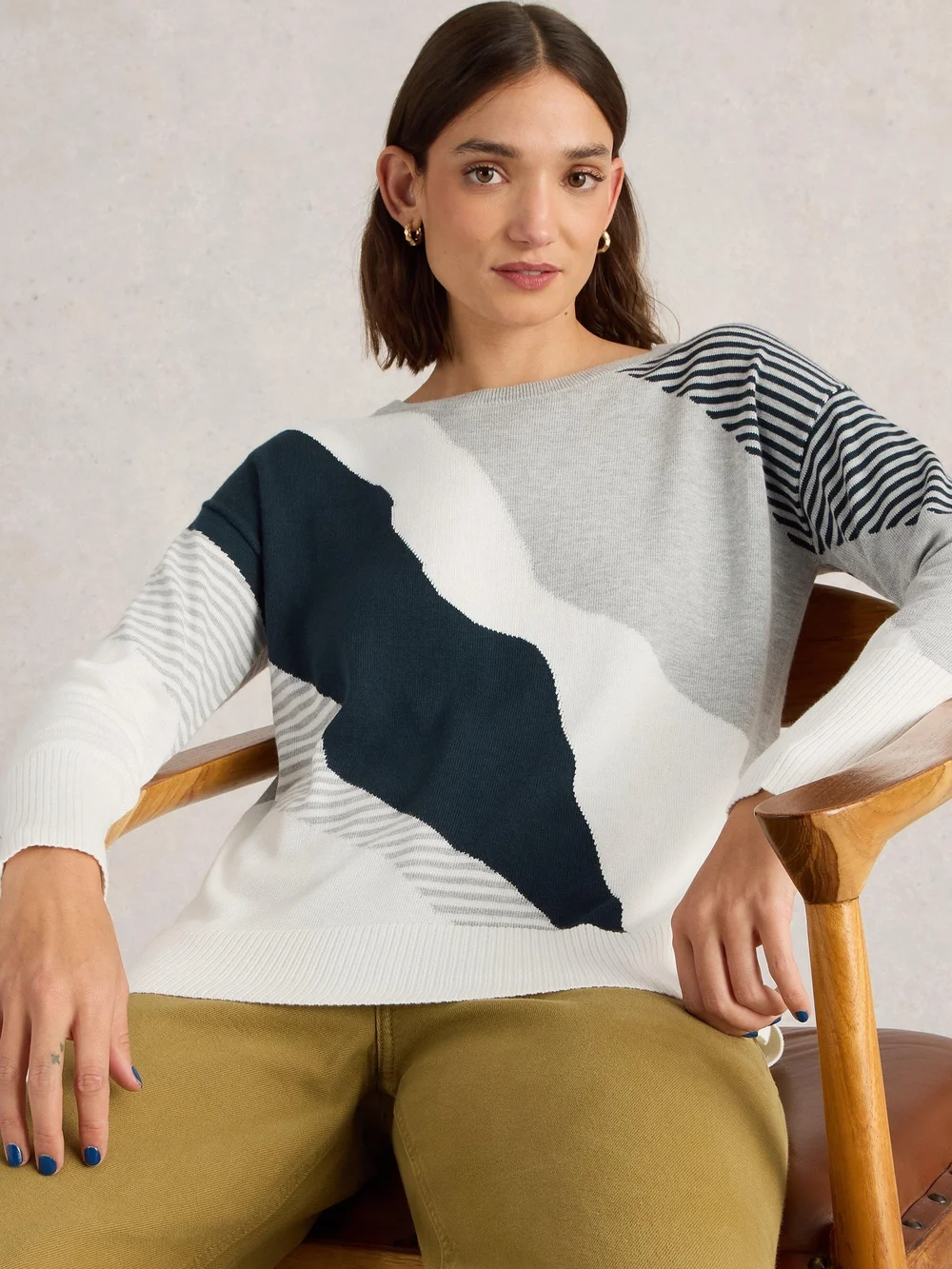 Pull Abstrait Olive - Grey Mlt - 50 Image 1