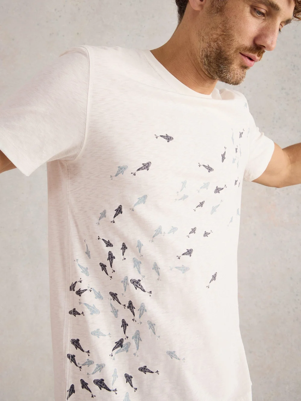 T-shirt graphique poisson nageur - White Pr - XXL Image 1