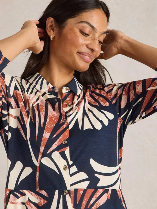 Robe chemise en jersey Rua - Navy Multi - 52/R Image 1