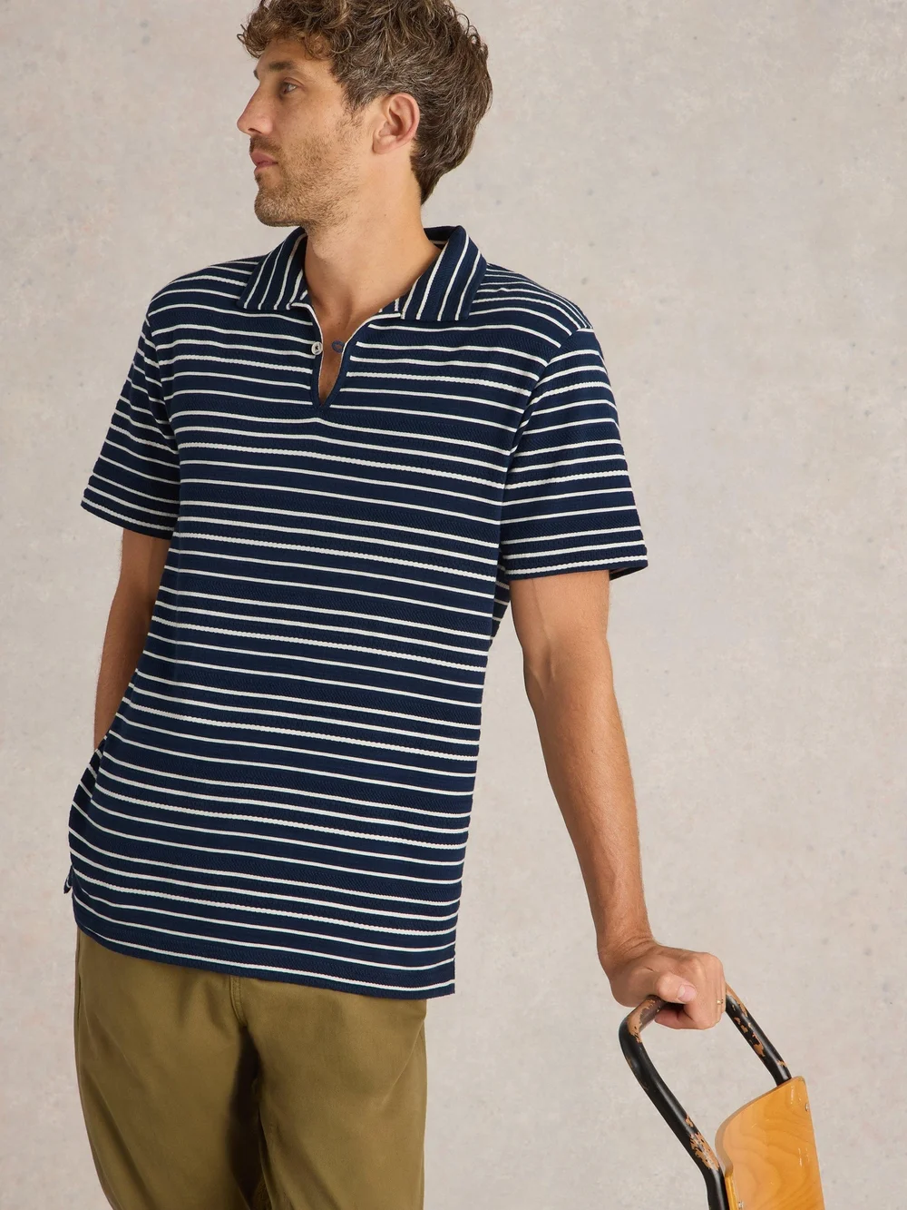 Polo à rayures jacquard - Navy Multi - XXXL Image 1