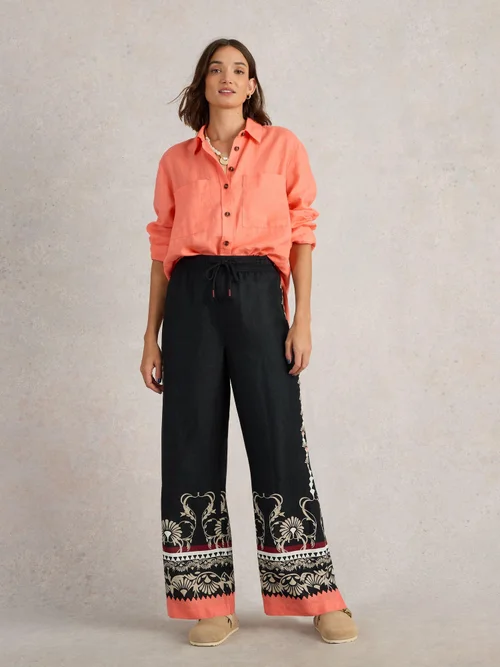 Pantalon large Belle en lin - Blk Pr - 52/R Image 2