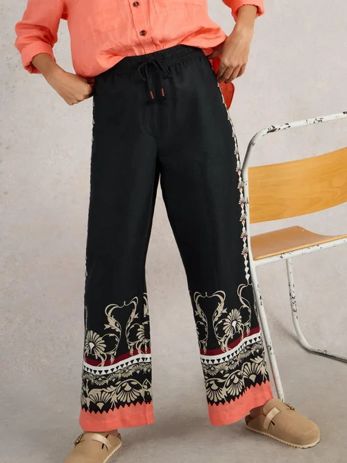 Pantalon large Belle en lin - Blk Pr - 52/R Image 1