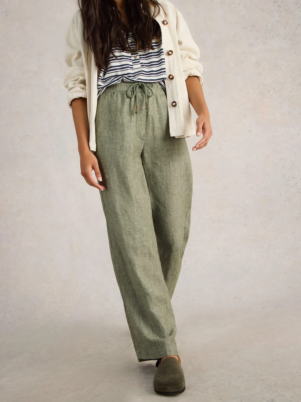 Pantalon large Belle en lin - Mid Green - 48/R Image 1