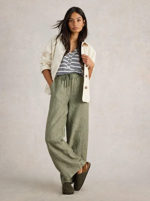 Pantalon large Belle en lin - Mid Green - 48/R Image 2