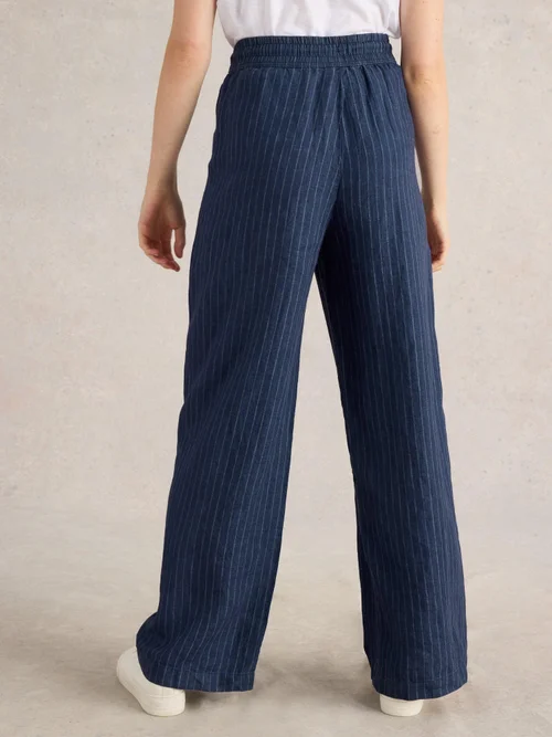 Pantalon large Belle en lin - Navy Multi - 52/R Image 4