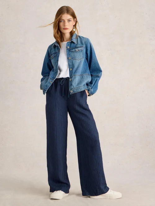 Pantalon large Belle en lin - Navy Multi - 52/R Image 2