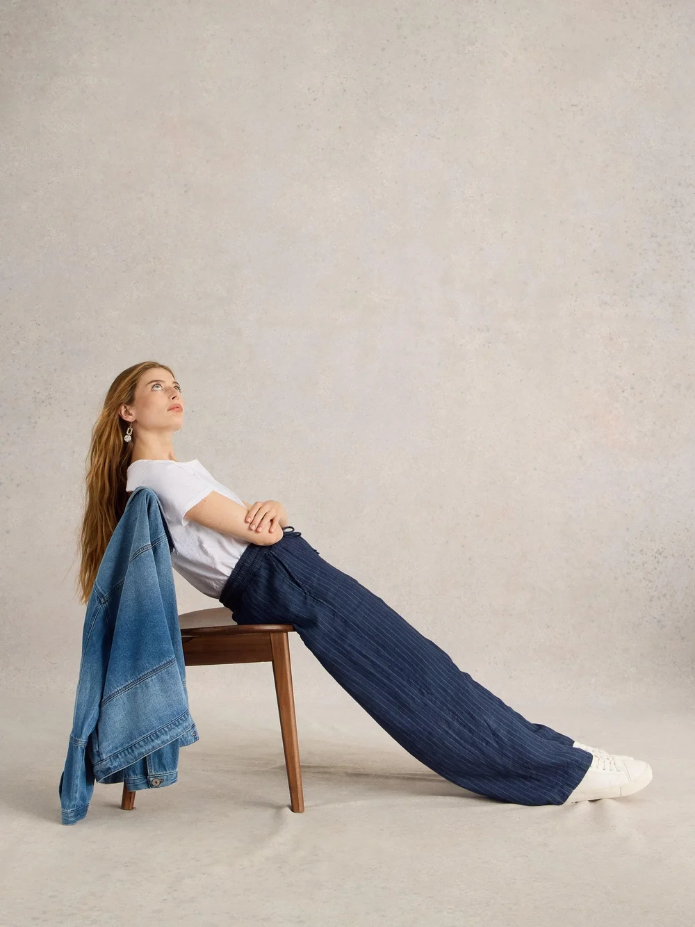 Pantalon large Belle en lin - Navy Multi - 52/R Image 1