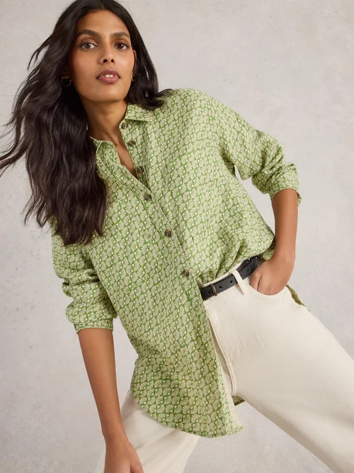 Chemise Lydia en lin - Green Pr - 40 Image 3