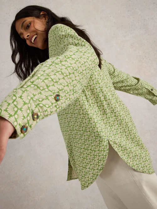 Chemise Lydia en lin - Green Pr - 52 Image 1