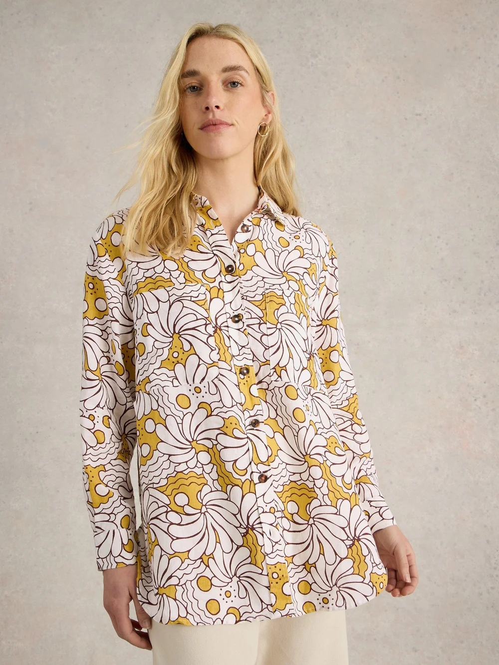 Chemise Lydia en lin - Yellow Pr - 38 Image 1