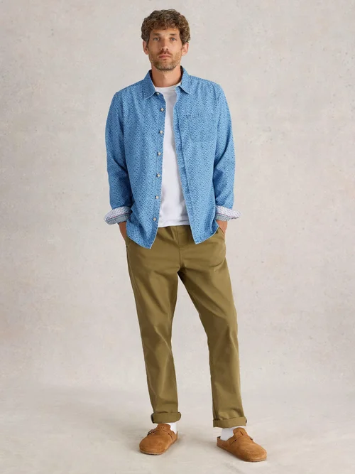 Chemise LS imprimée feuilles - Chamb Blue - S Image 2