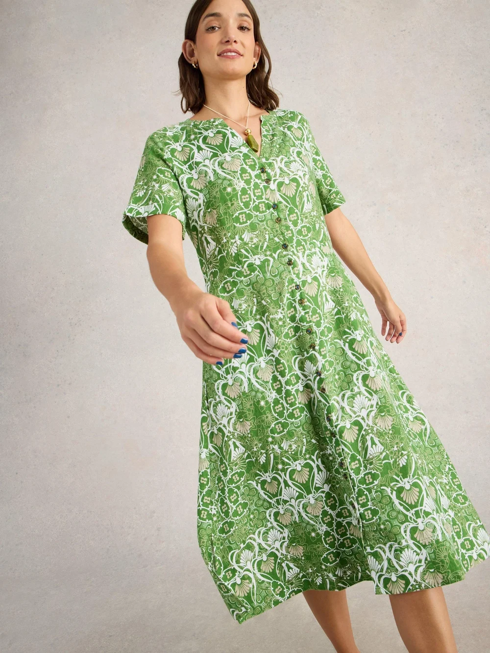 Robe en lin Iris - Green Pr - 52/R Image 1