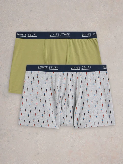 2-er Pack Boxershorts - Uni & Print - Grey Mlt - XL Image 2