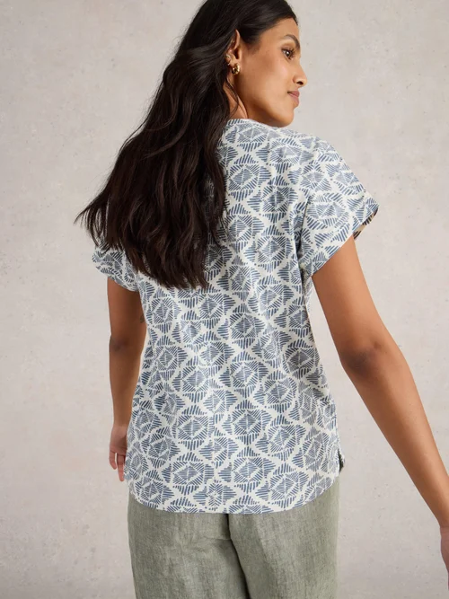 T-Shirt Brodé Nelly Notch - Blue Pr - 50 Image 4