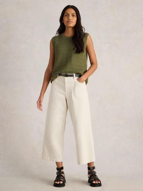 DÉBARDEUR EN COTON STITCHY - Khaki Grn - 52 Image 2