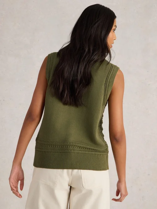DÉBARDEUR EN COTON STITCHY - Khaki Grn - 52 Image 4