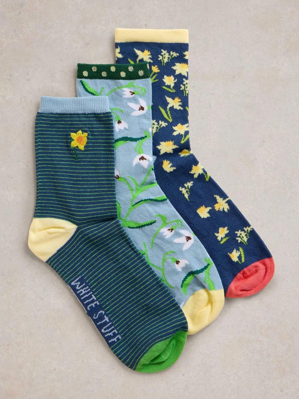 Lot de 3 paires de socquettes à fleurs printanières - Blue Mlt - 36-38 Image 1