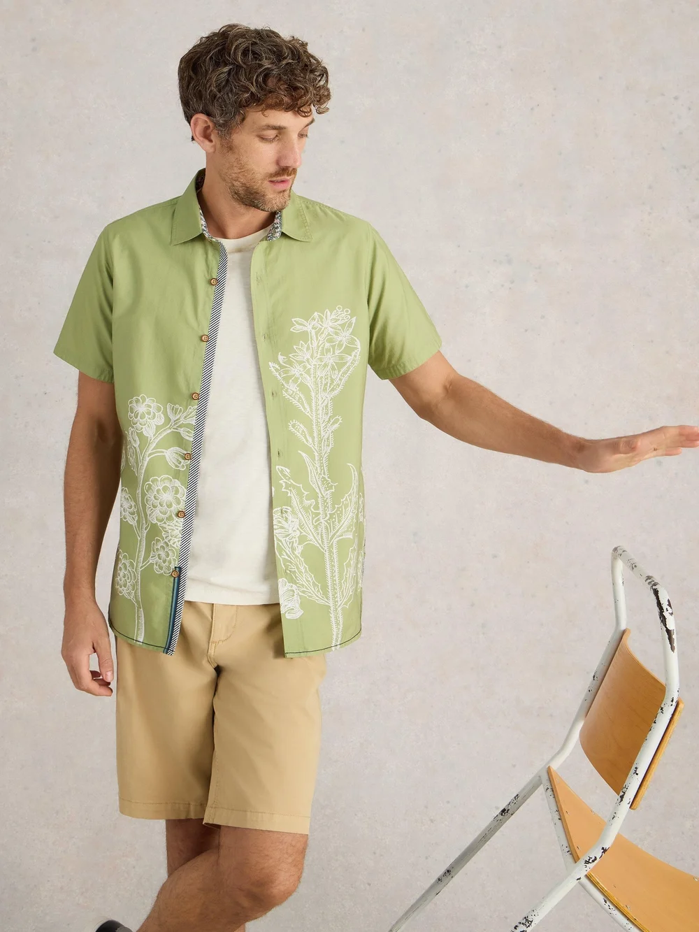 Chemise imprimée à bordure florale SS - Green Pr - XXL Image 1