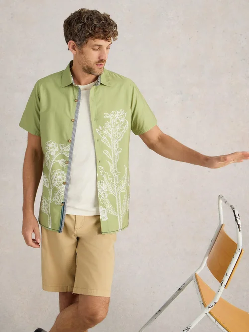 Chemise imprimée à bordure florale SS - Green Pr - XXL Image 1