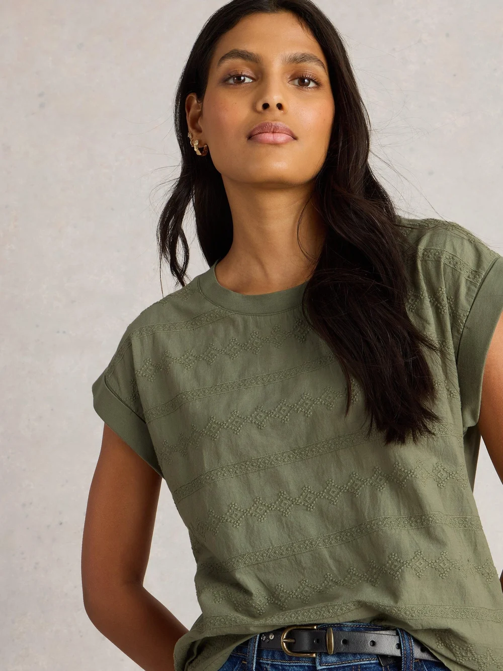 T-SHIRT BRODÉ BETTY - Khaki Grn - 52 Image 1