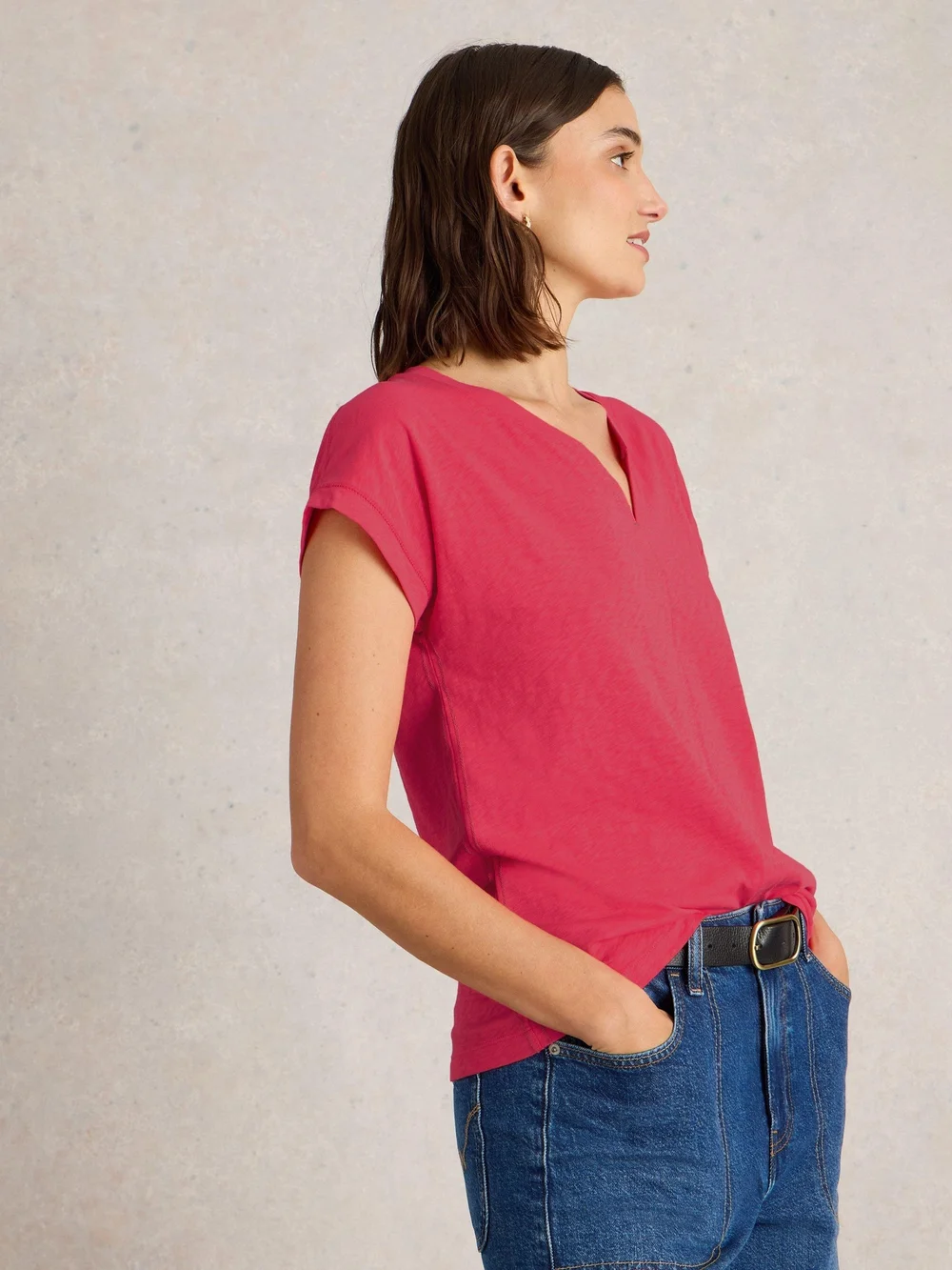 T-Shirt À Encolure En V Nelly - Brt Pink - 52/R Image 1