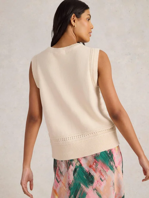 DÉBARDEUR EN COTON STITCHY - Pale Ivory - 50 Image 4