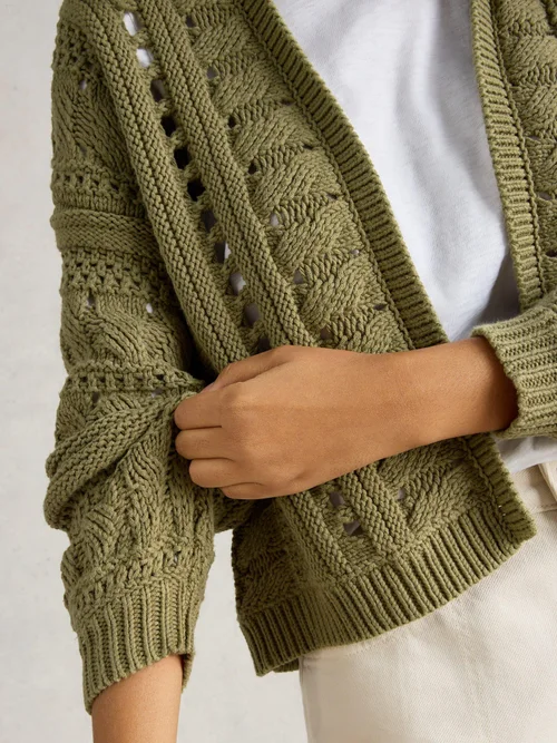 CARDIGAN CROCHET CASEY - Khaki Grn - M Image 3