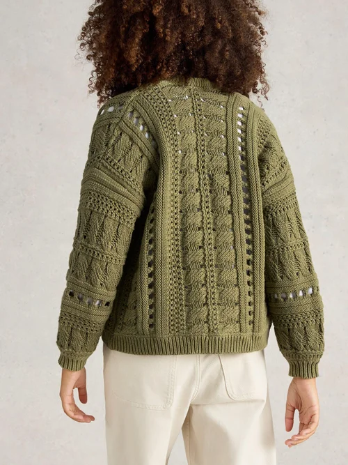 CARDIGAN CROCHET CASEY - Khaki Grn - M Image 4