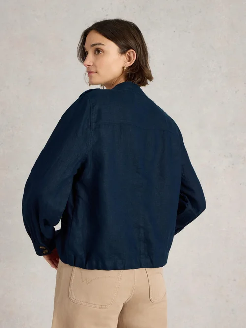 Veste utilitaire demi en lin - Dark Navy - 52 Image 4